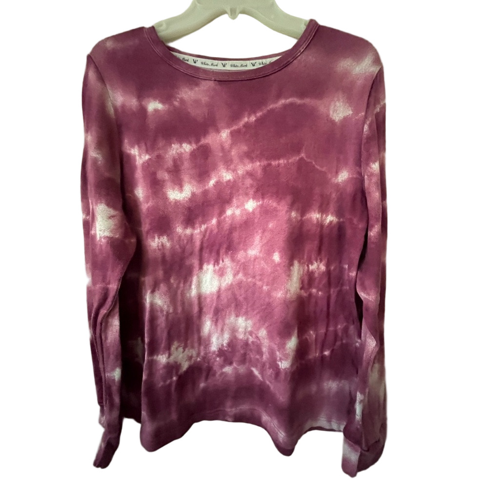 White Mark maroon Tie-Dye Long‎ Sleeve lounge set Shirt & pant drawstring large